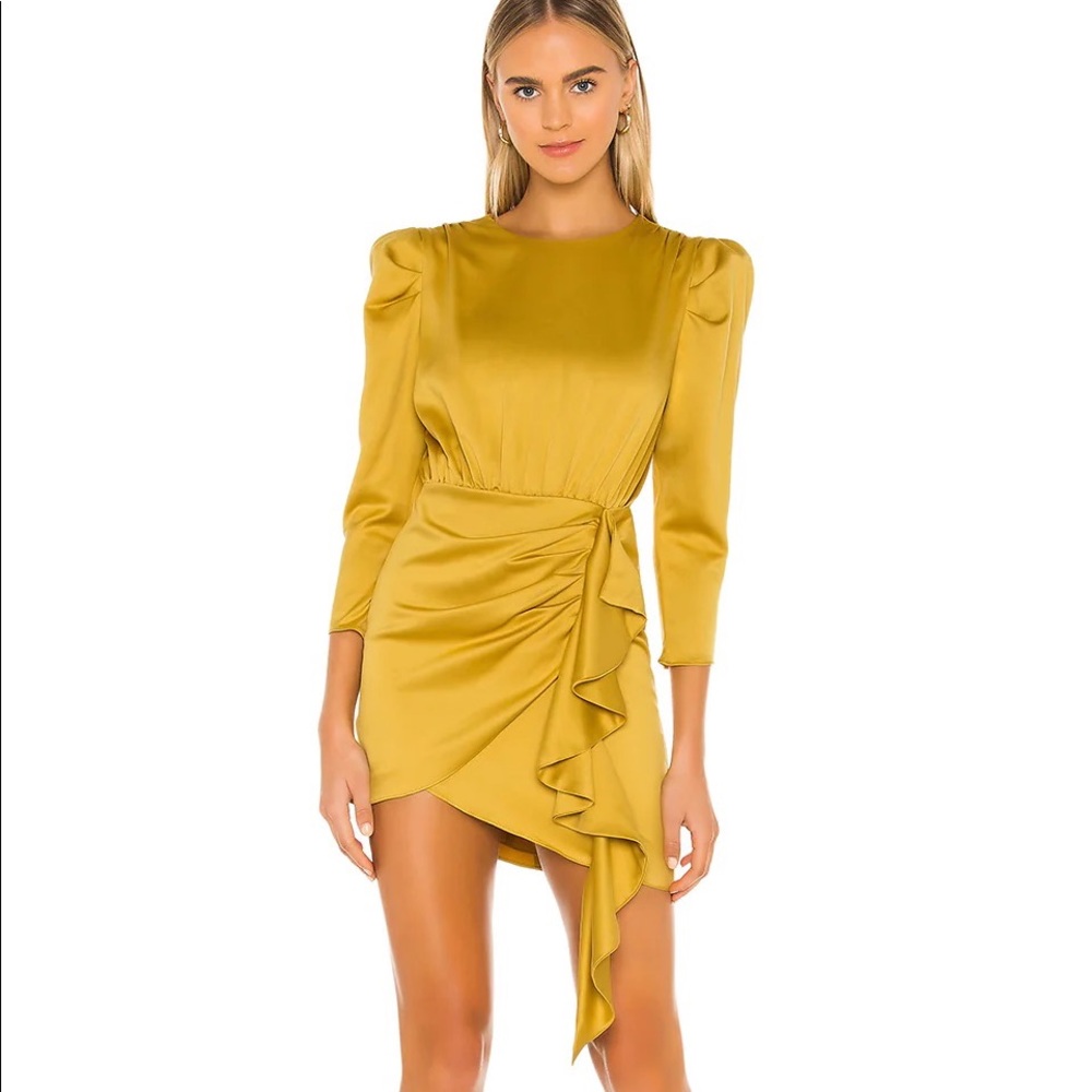 NBD Pandora dress in mustard from revolve